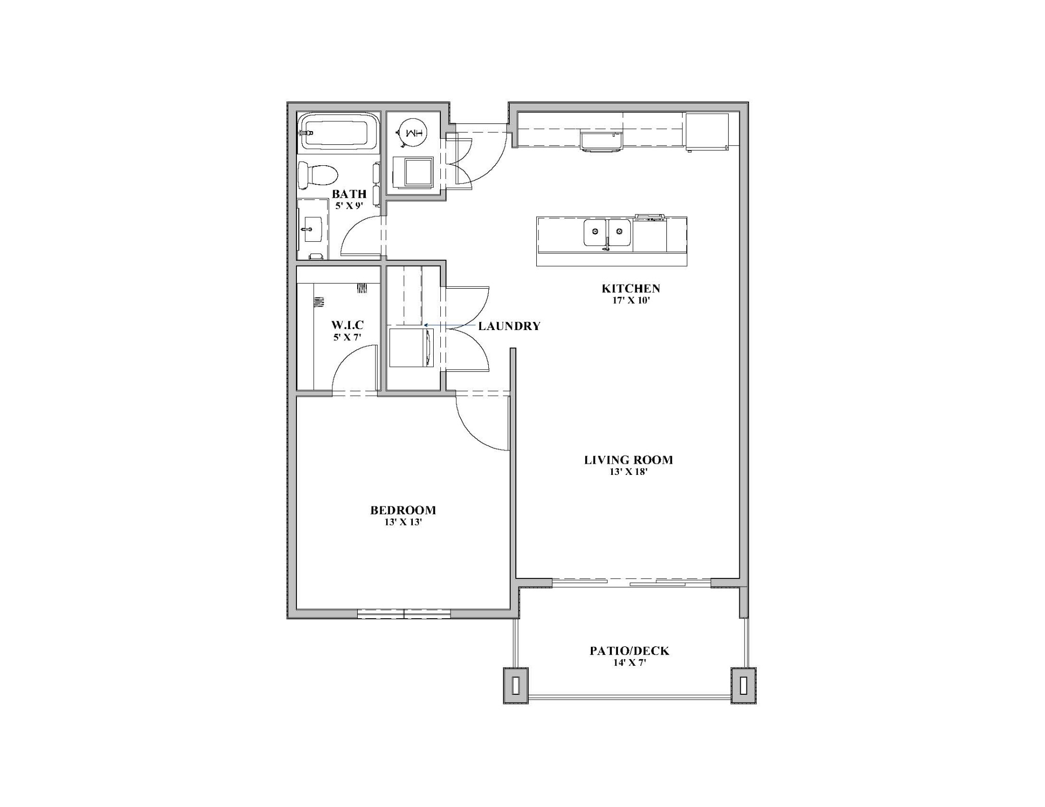 One bedroom apartment floor plan
